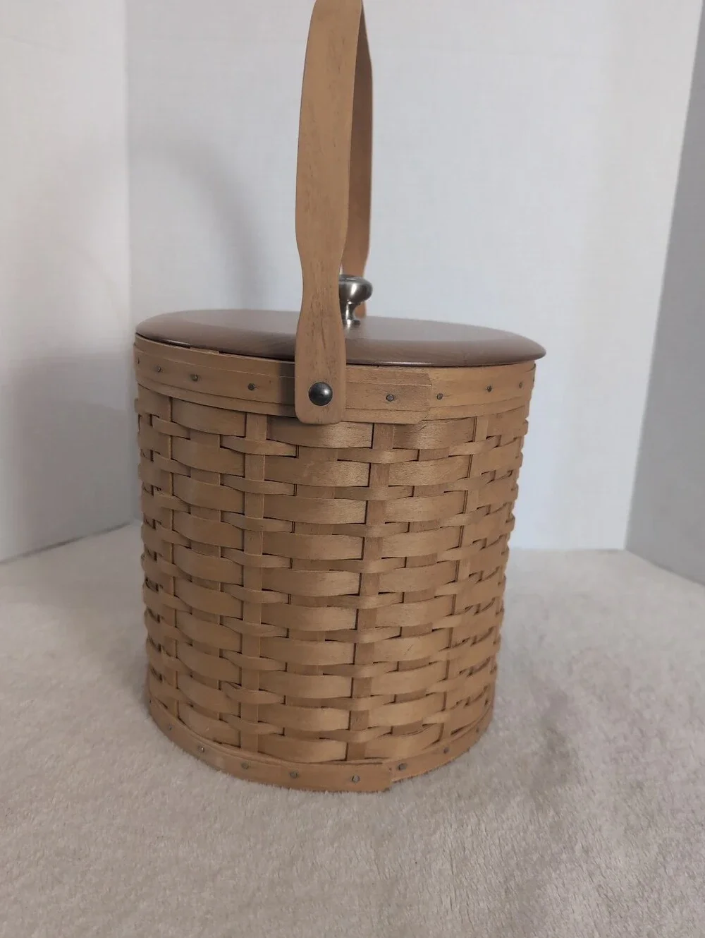 Vintage 2003 Longaberger Ice Bucket Basket With Lid, Liner & Insulated Protector